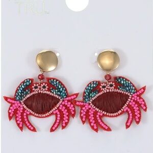 Red and Pink Crab Earrings